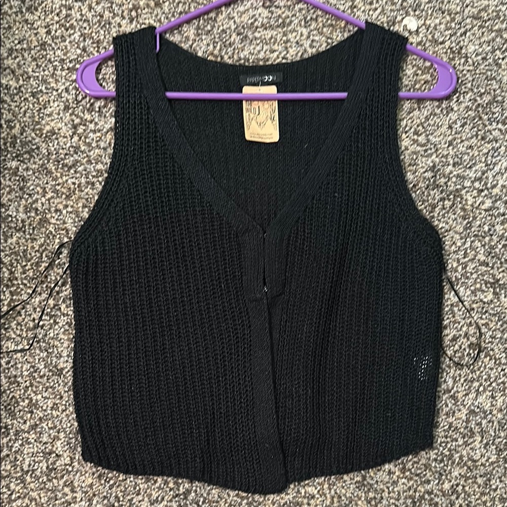 Papermoon Black Ribbed Sleeveless Tank Top